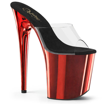 FLAMINGO-801 8" Heel Clear Red Chrome Pole Dancer -Pleaser- Sexy Shoes