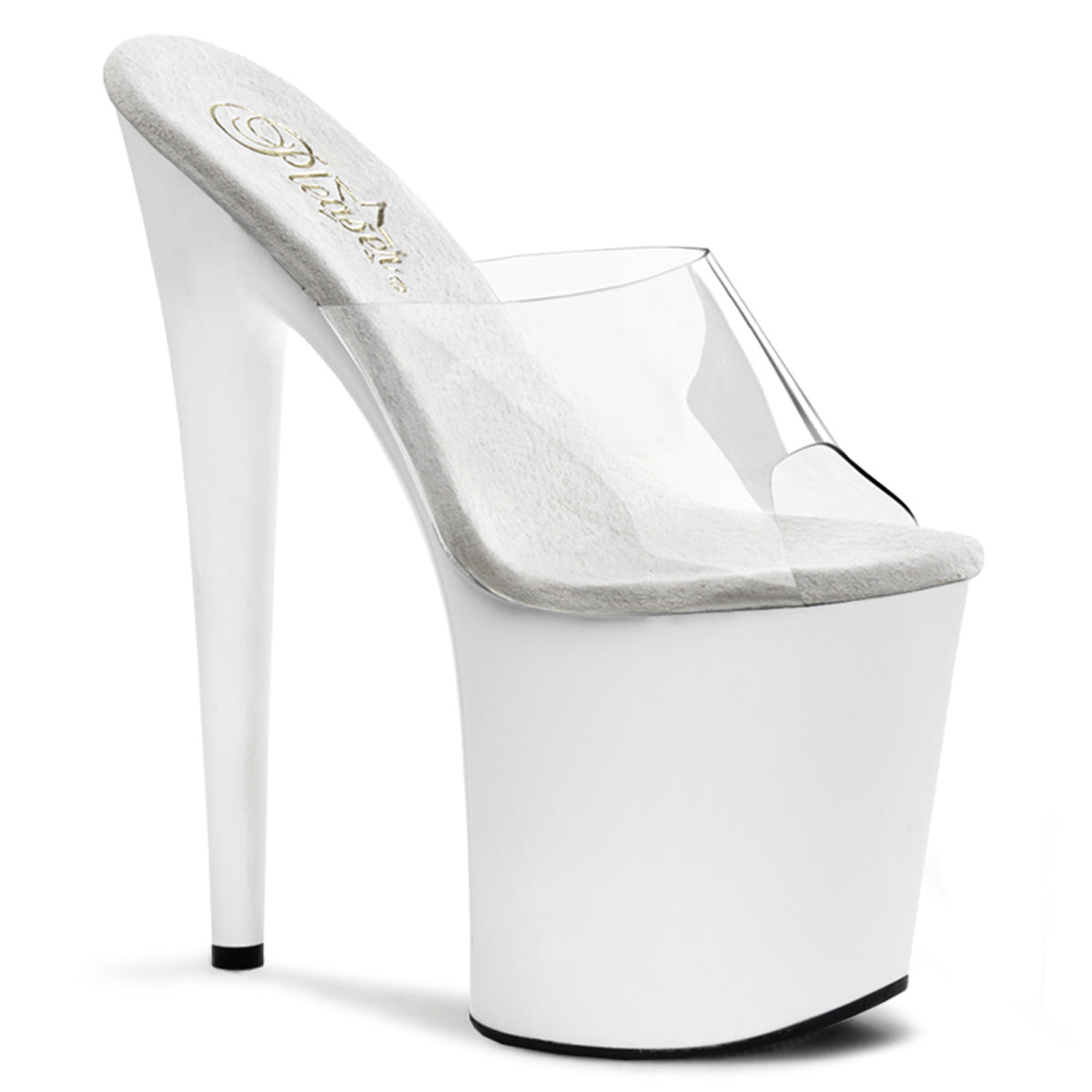 FLAMINGO-801 8" Heel Clear and White Pole Dancing Platforms-Pleaser- Sexy Shoes