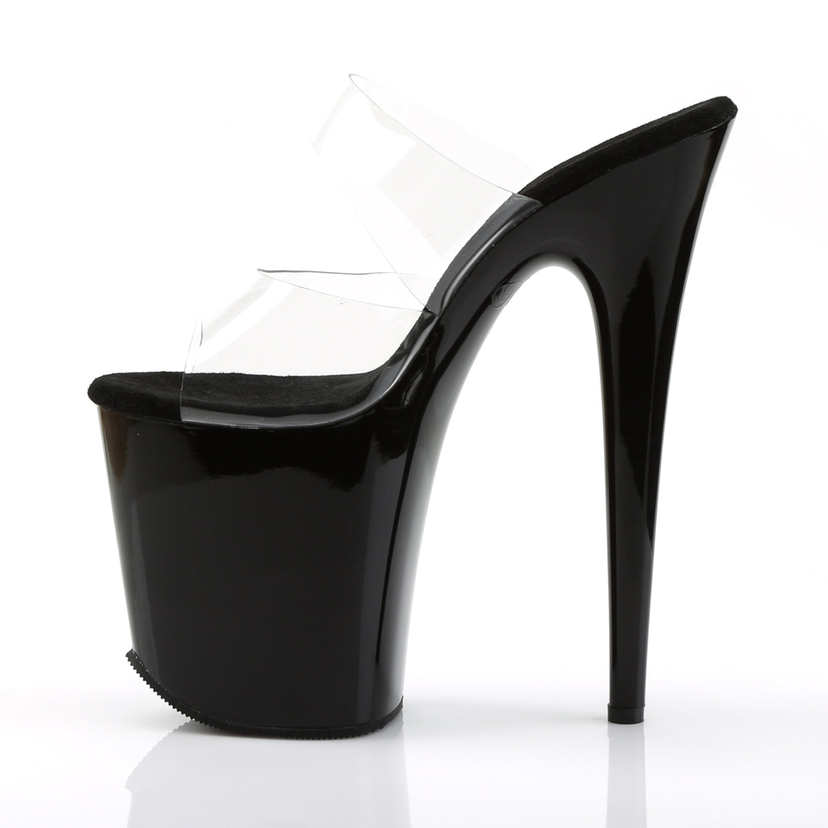 FLAMINGO-802 8" Heel Clear and Black Pole Dancing Platforms-Pleaser- Sexy Shoes Pole Dance Heels