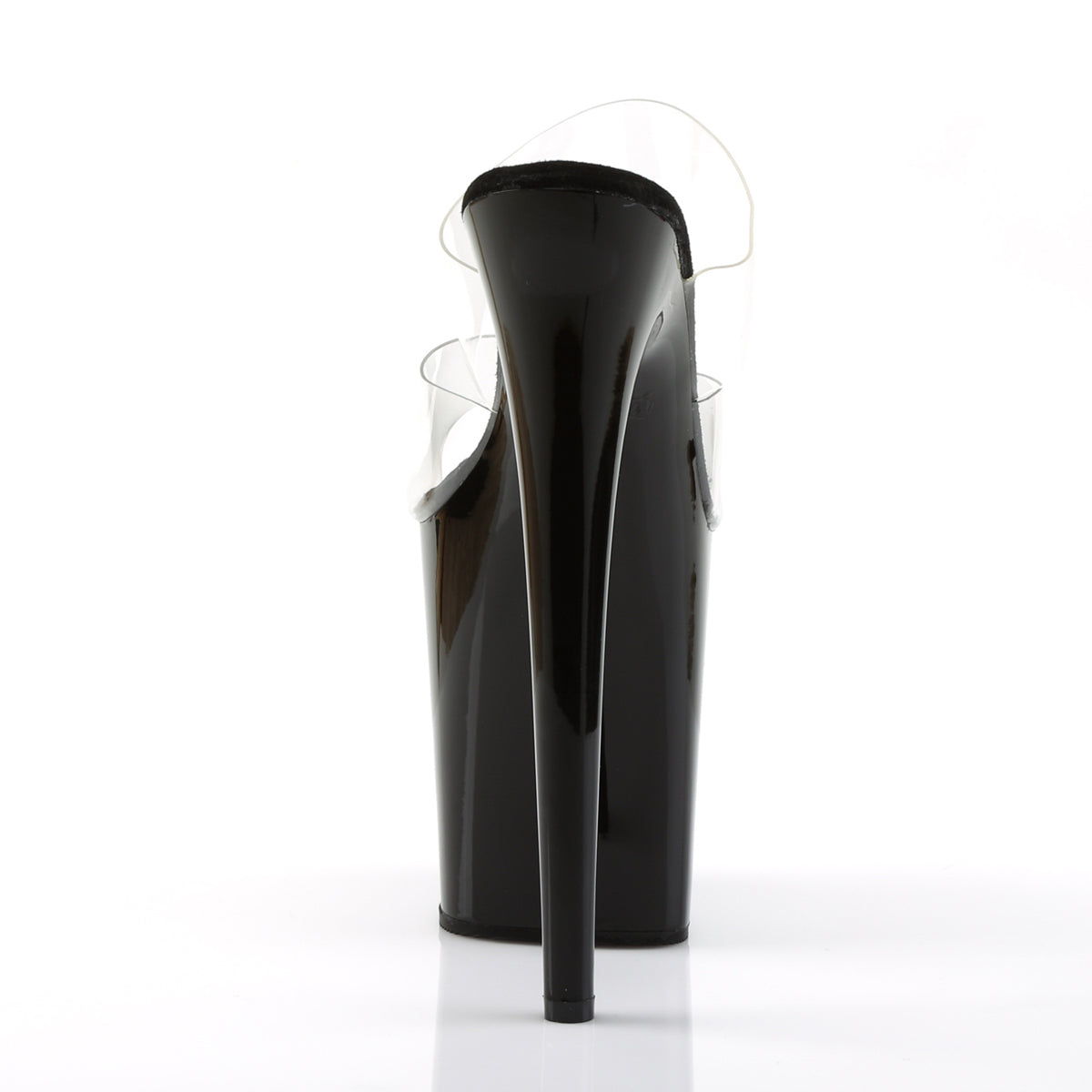 FLAMINGO-802 8" Heel Clear and Black Pole Dancing Platforms-Pleaser- Sexy Shoes Fetish Footwear