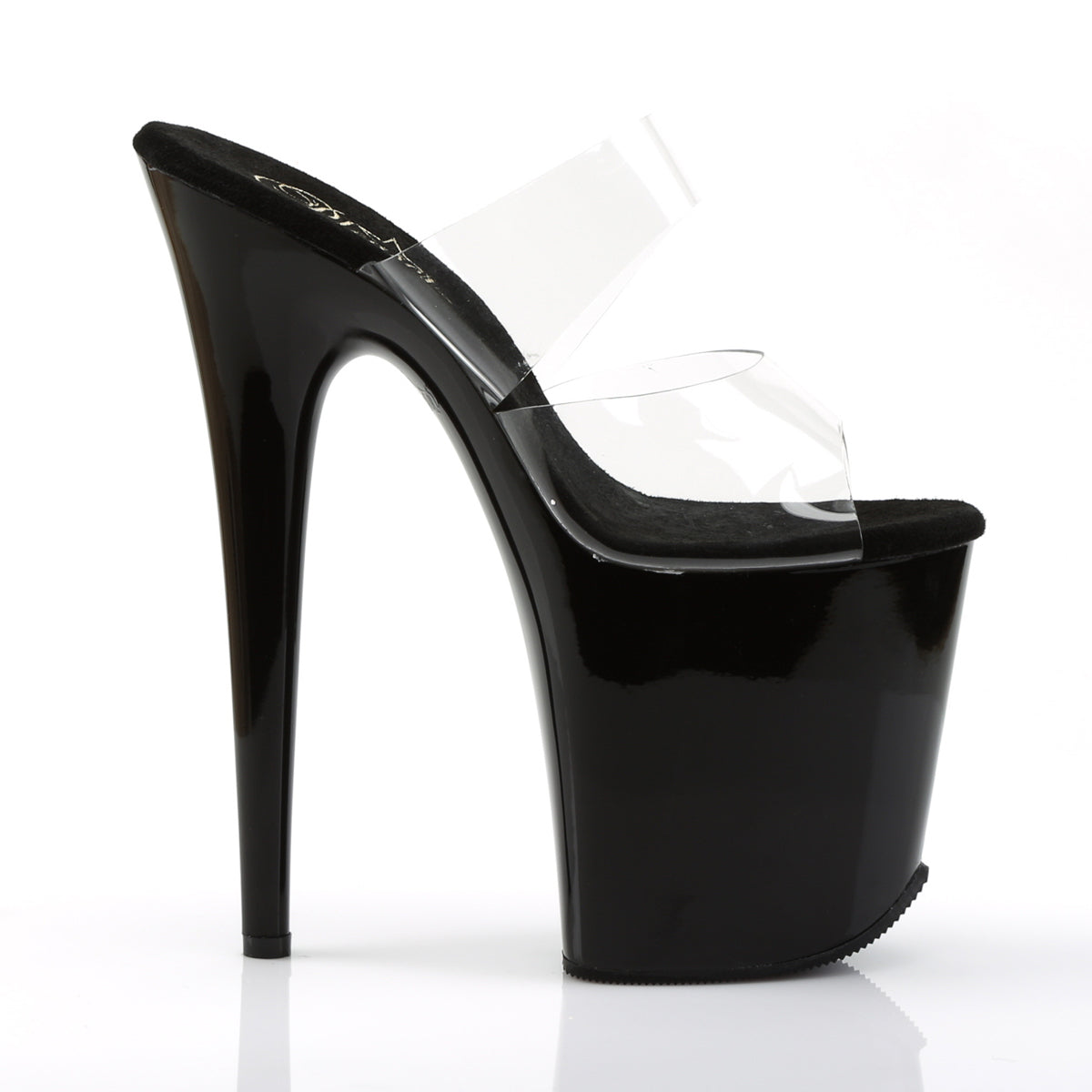 FLAMINGO-802 8" Heel Clear and Black Pole Dancing Platforms-Pleaser- Sexy Shoes Fetish Heels