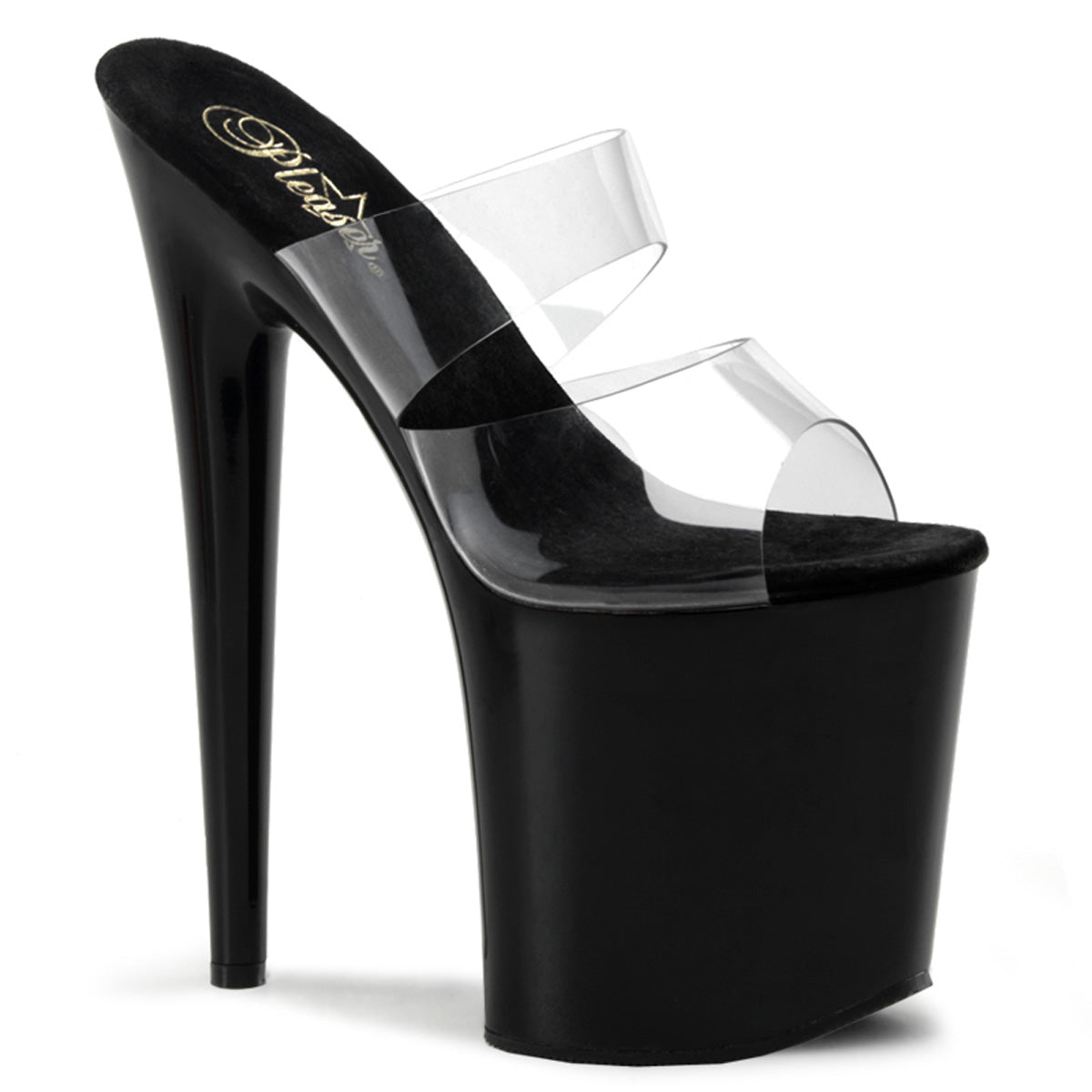 FLAMINGO-802 8" Heel Clear and Black Pole Dancing Platforms-Pleaser- Sexy Shoes