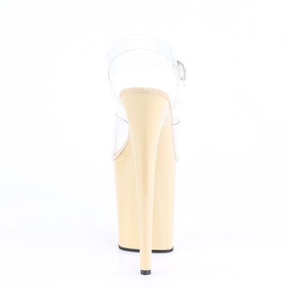 FLAMINGO-808 8" Heel Clear and Cream Pole Dancing Platforms-Pleaser- Sexy Shoes Fetish Footwear