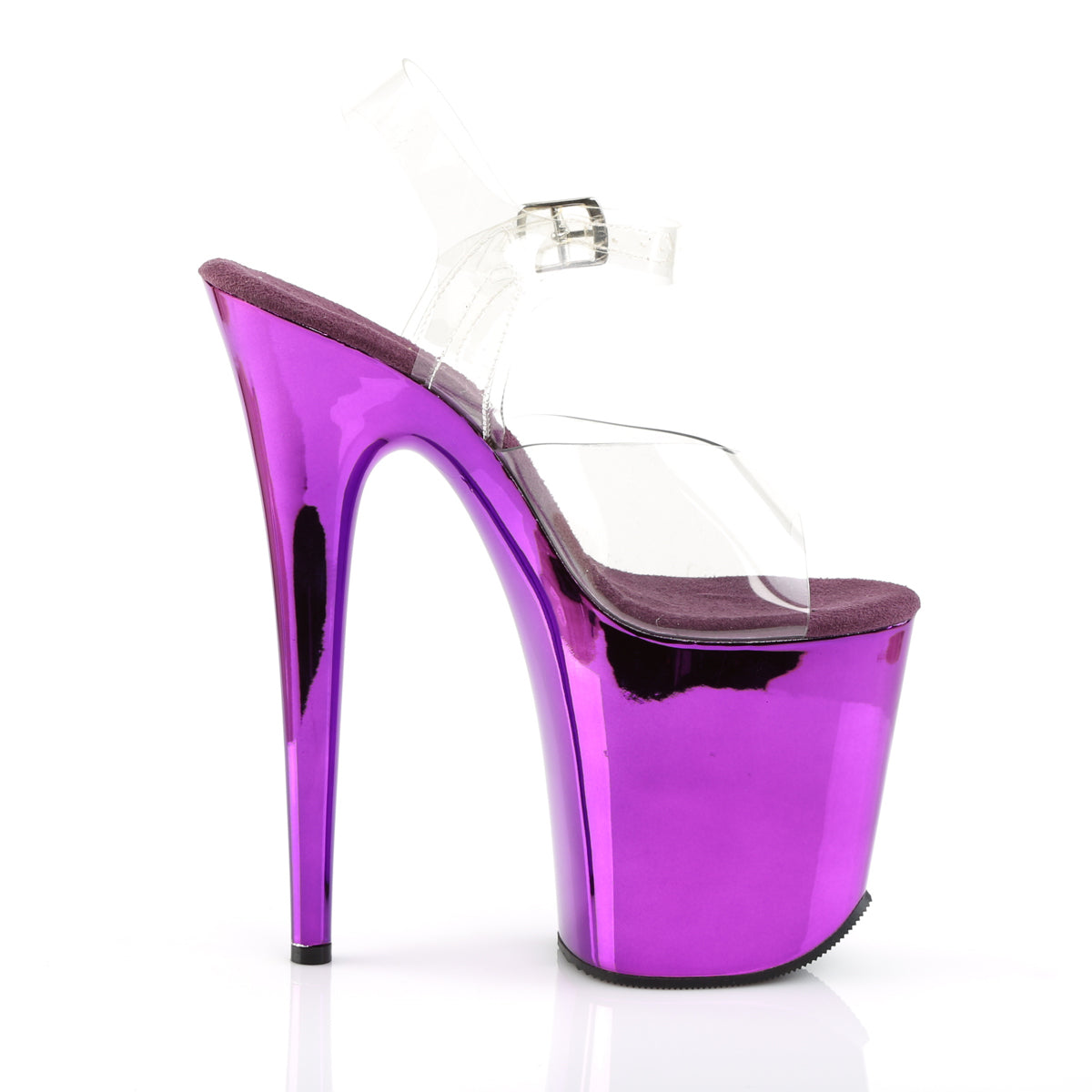 FLAMINGO-808 8 Inch Heel ClearPurple Chrome Strippers Shoes-Pleaser- Sexy Shoes Fetish Heels