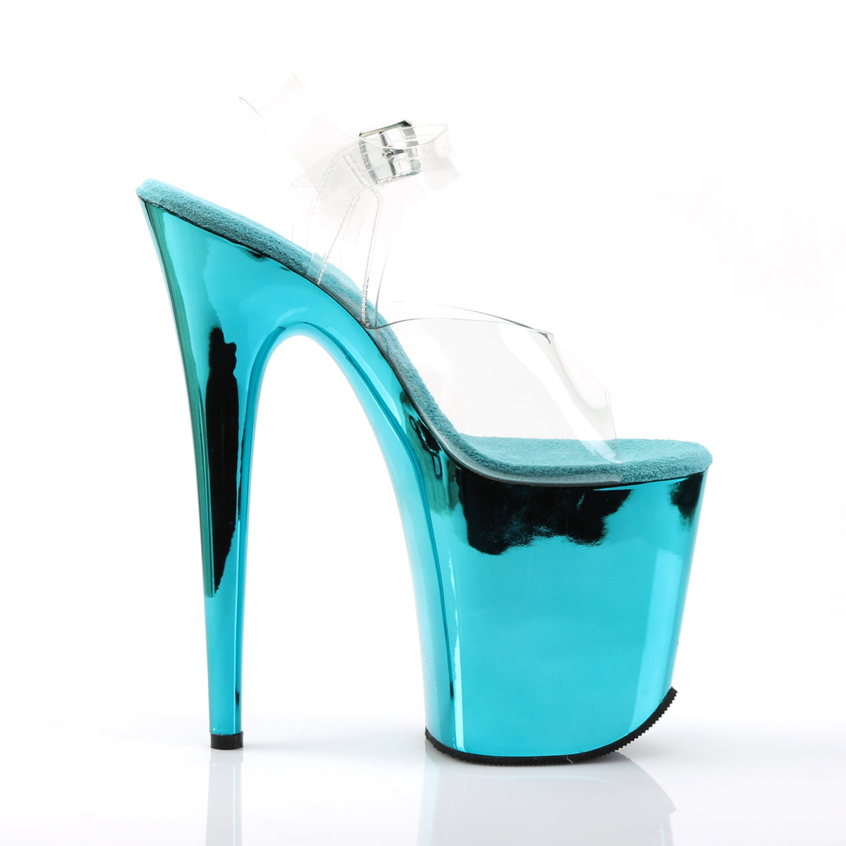 FLAMINGO-808 Pleaser 8" Heel Clear Turquoise Strippers Shoes-Pleaser- Sexy Shoes Fetish Heels