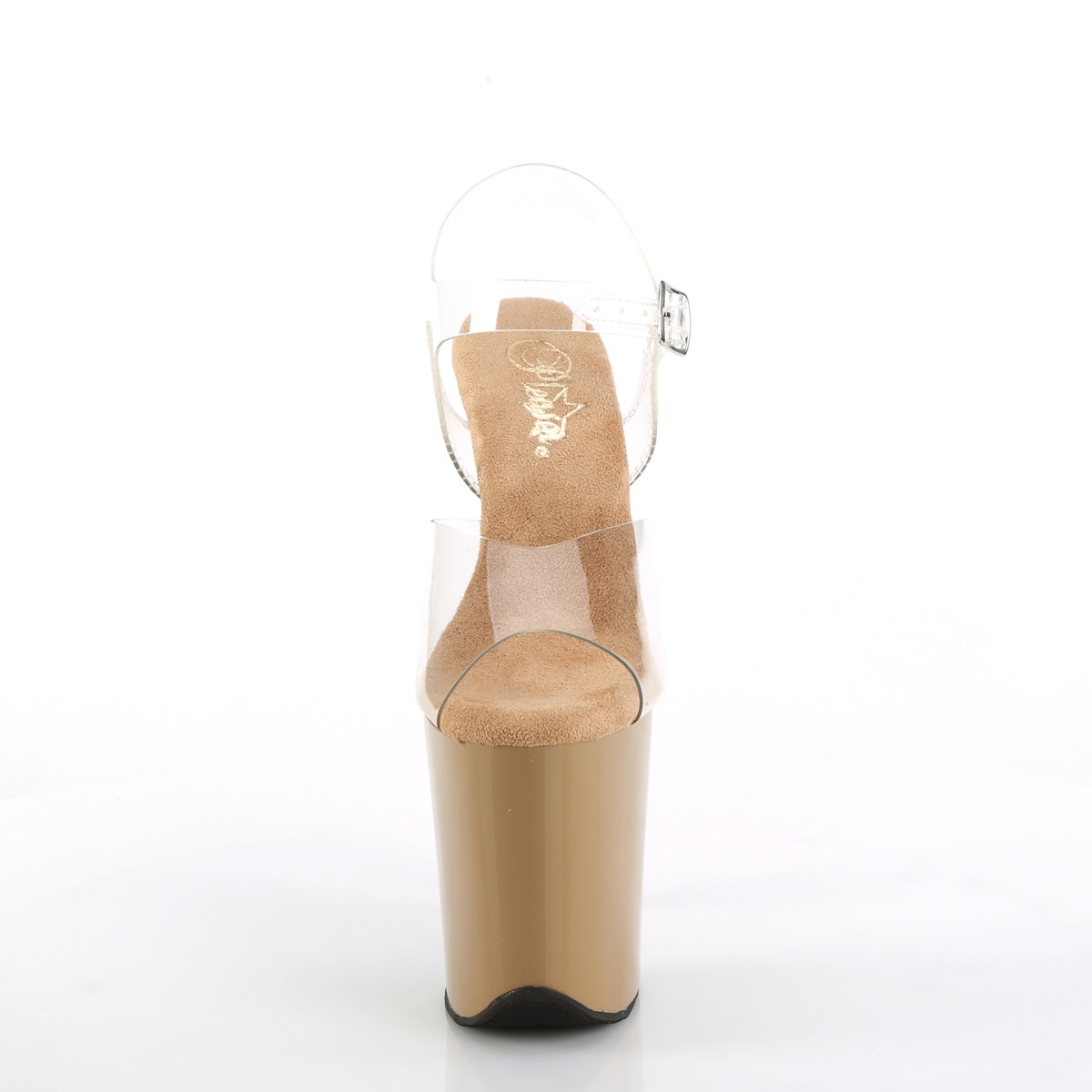 flamingo 808 pleaser clear toffee shoes