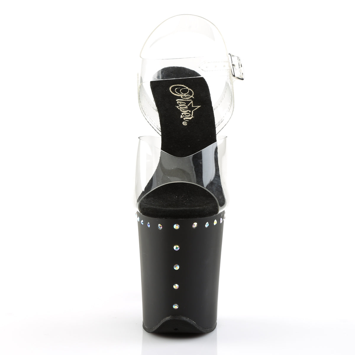 FLAMINGO-808ABLS 8" Heel Clear & Black Pole Dancer Platforms-Pleaser- Sexy Shoes Alternative Footwear