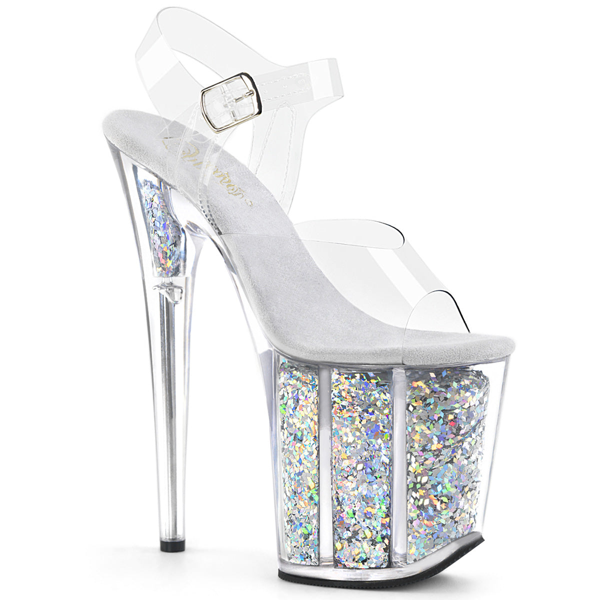 Silver Glitter 8 Inch Strippers Platform Shoes -  Pleaser FLAMINGO-808GF