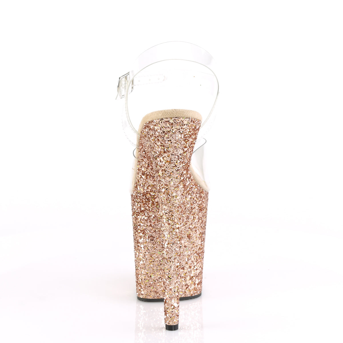 FLAMINGO-808LG 8" Heel Clear Rose Gold Glitter Sexy Shoes-Pleaser- Sexy Shoes Fetish Footwear