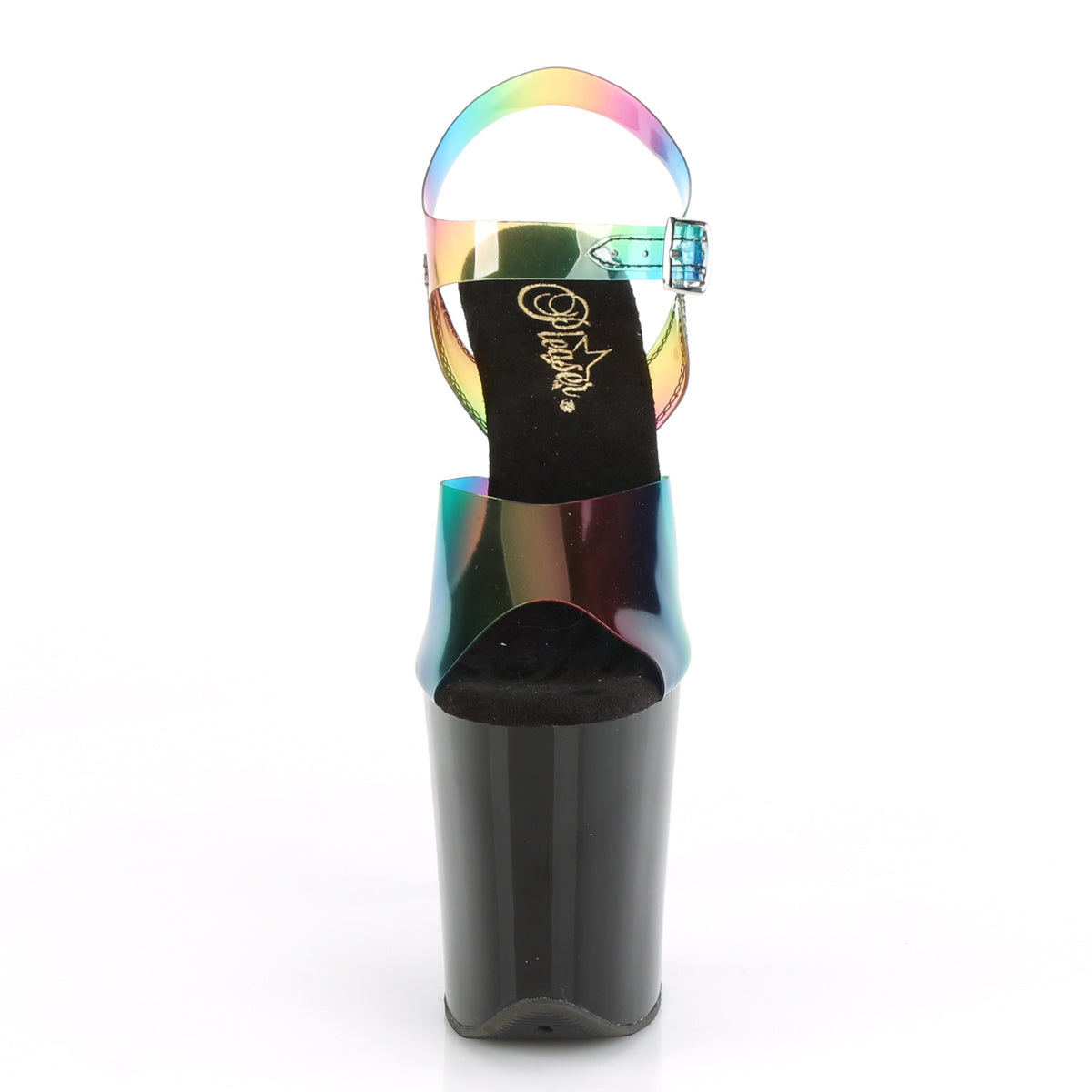 flamingo 808rb pleaser platforms exotic dancing sexy rainbow pvc black fetish footwear