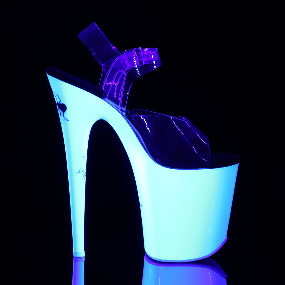 FLAMINGO-808SW 8" Heel Clear Neon White Pole Dancer Shoes-Pleaser- Sexy Shoes Fetish Heels