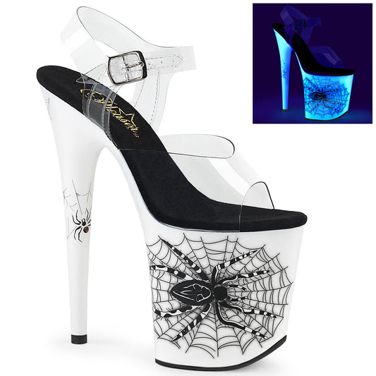 FLAMINGO-808SW 8" Heel Clear Neon White Pole Dancer Shoes-Pleaser- Sexy Shoes