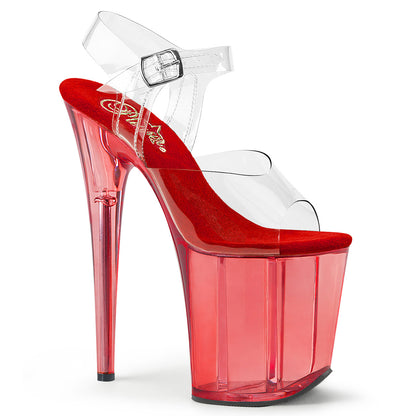 FLAMINGO-808T 8" Clear and Red Tinted Pole Dancer Platforms-Pleaser- Sexy Shoes