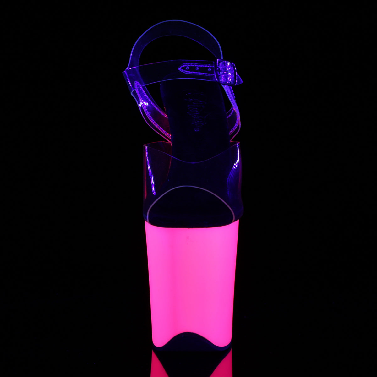 FLAMINGO-808UV 8" Heel Clear Neon Pink Pole Dancer Platforms-Pleaser- Sexy Shoes Alternative Footwear
