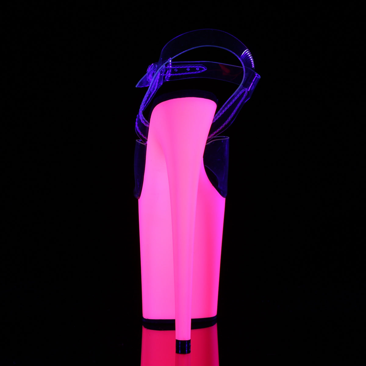 FLAMINGO-808UV 8" Heel Clear Neon Pink Pole Dancer Platforms-Pleaser- Sexy Shoes Fetish Footwear