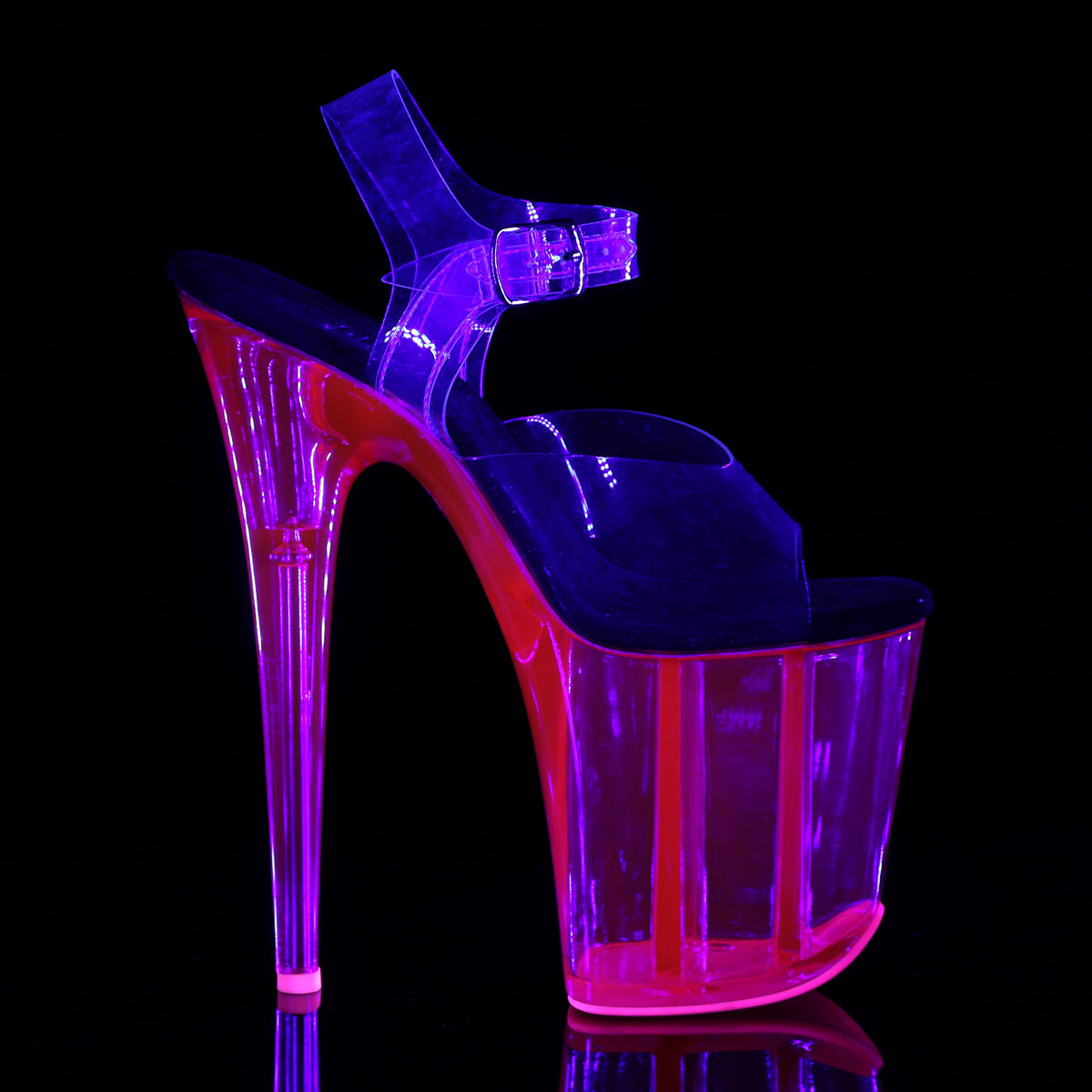 FLAMINGO-808UVT Pleaser 8" Heel Hot Pink Strippers Shoes-Pleaser- Sexy Shoes Fetish Heels