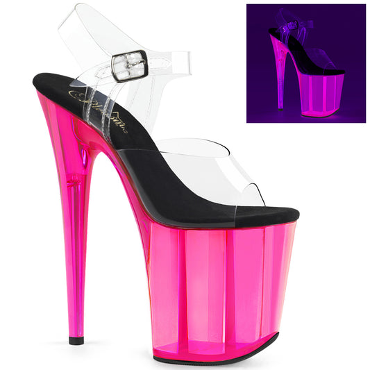 FLAMINGO-808UVT Pleaser 8" Heel Hot Pink Strippers Shoes-Pleaser- Sexy Shoes