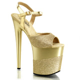 Gold Glitter 8 Inch Exotic Dancing Pole Heels -  Pleaser FLAMINGO-809-2G