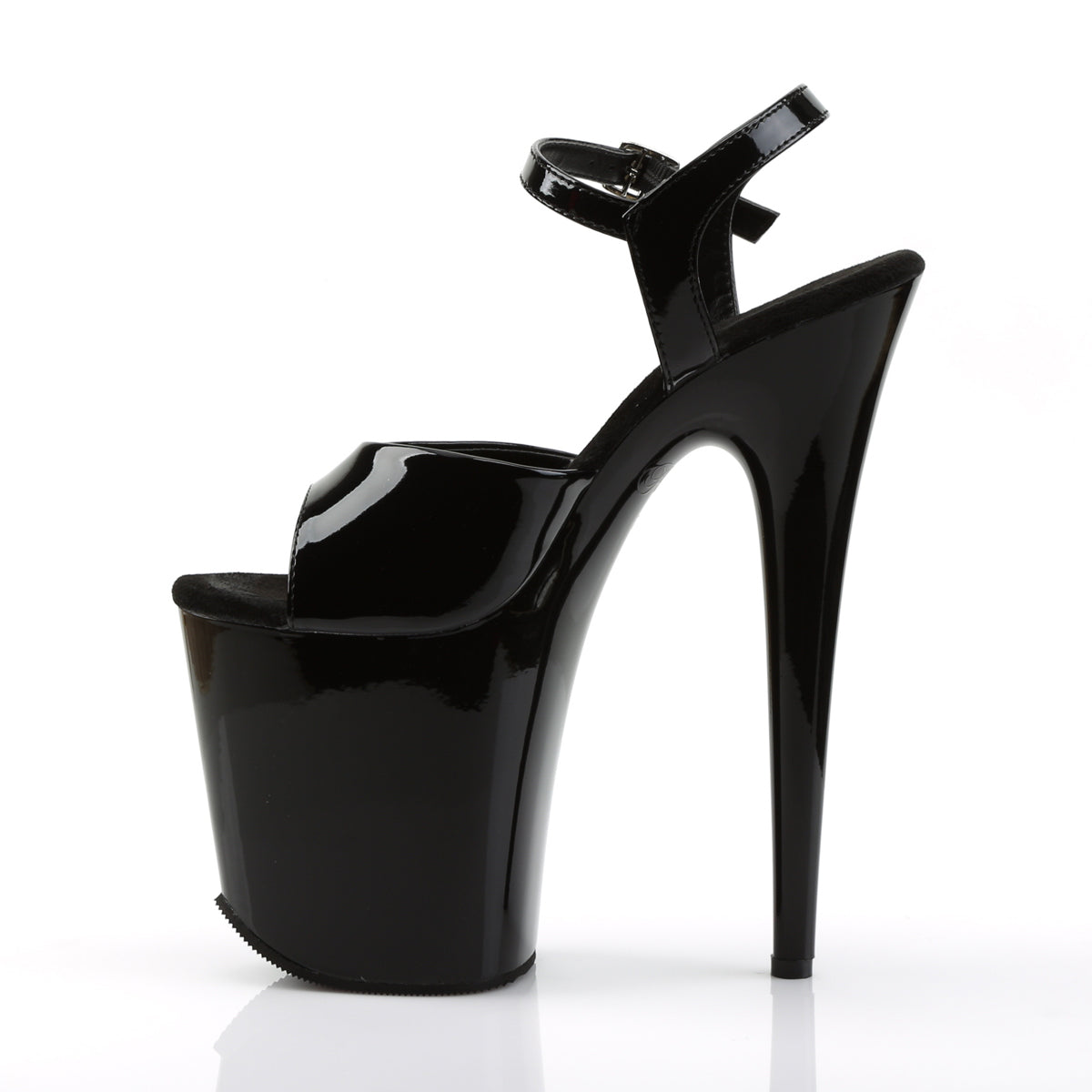 FLAMINGO-809 8 Inch Heel Black Patent Pole Dance shoes