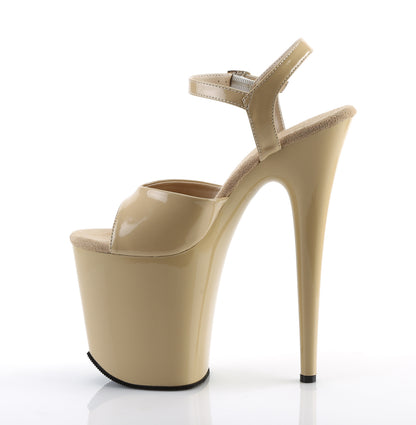FLAMINGO-809 8 Inch Heel Cream Patent Pole Dancing Platforms-Pleaser- Sexy Shoes Pole Dance Heels