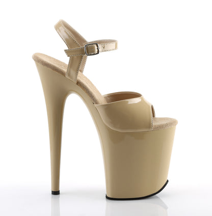FLAMINGO-809 8 Inch Heel Cream Patent Pole Dancing Platforms-Pleaser- Sexy Shoes Fetish Heels