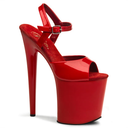 FLAMINGO-809 Pleasers 8 Inch Heel Red  Stripper Platforms High Heels