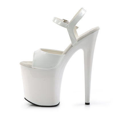 FLAMINGO-809 8 Inch Heel White Patent Pole Dancing Platforms-Pleaser- Sexy Shoes Pole Dance Heels