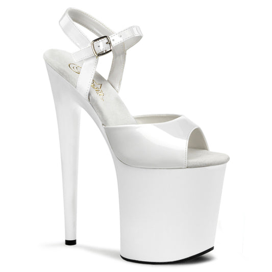 FLAMINGO-809 8 Inch Heel White Patent Pole Dancing Platforms-Pleaser- Sexy Shoes