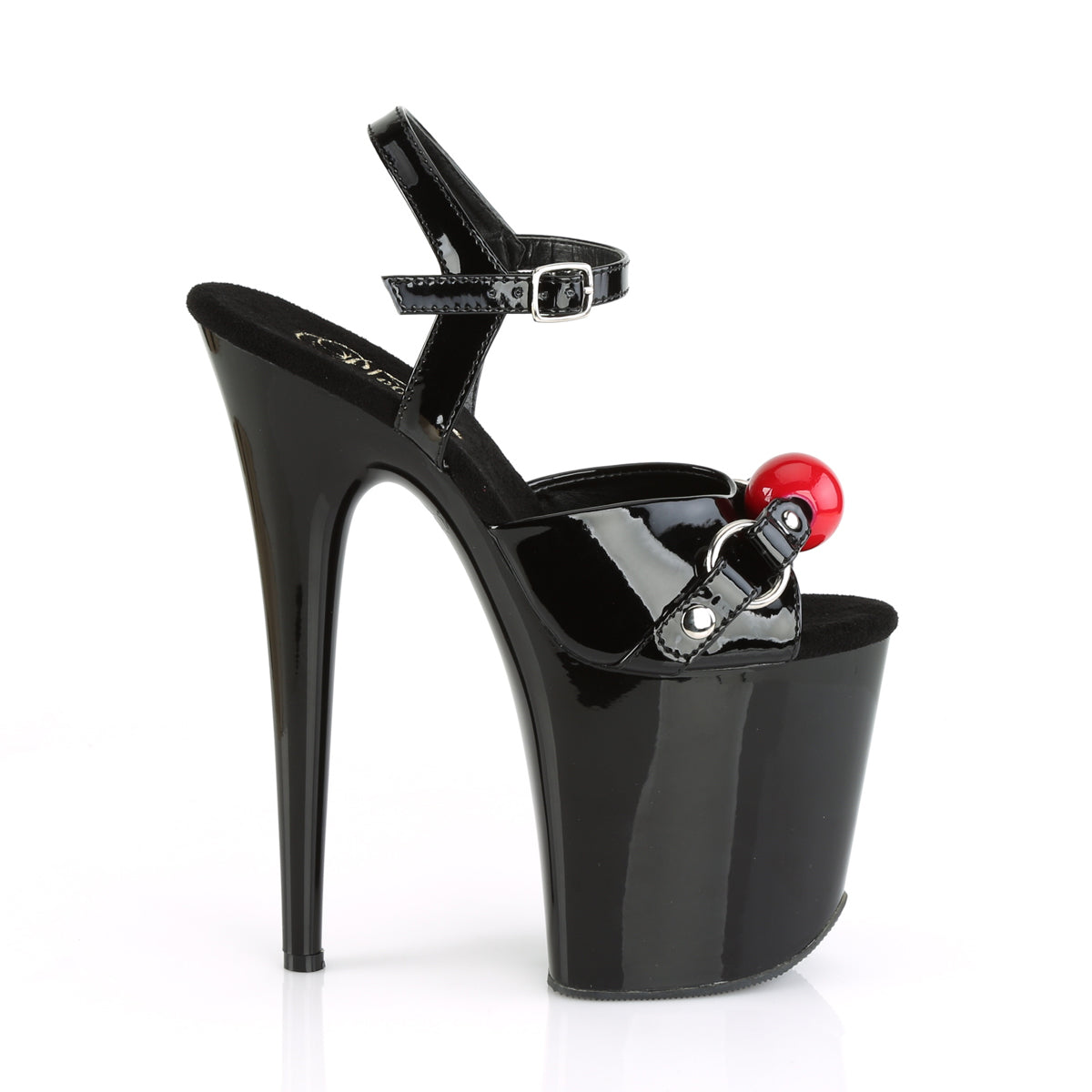 FLAMINGO-809GB 8" Heel Black Patent Pole Dancing Platforms-Pleaser- Sexy Shoes Fetish Heels