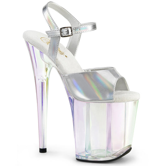 FLAMINGO-809HT Silver Pleaser Pole Dancing Shoes with Platforms