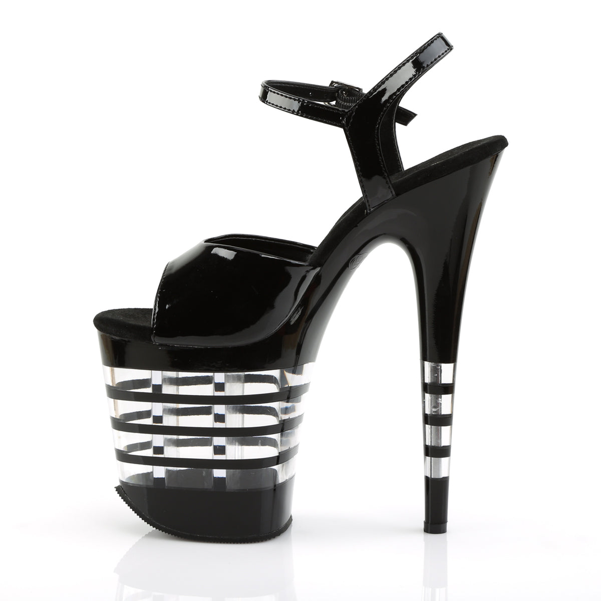 FLAMINGO-809LN 8" Heel Black Patent Pole Dancing Platforms-Pleaser- Sexy Shoes Pole Dance Heels