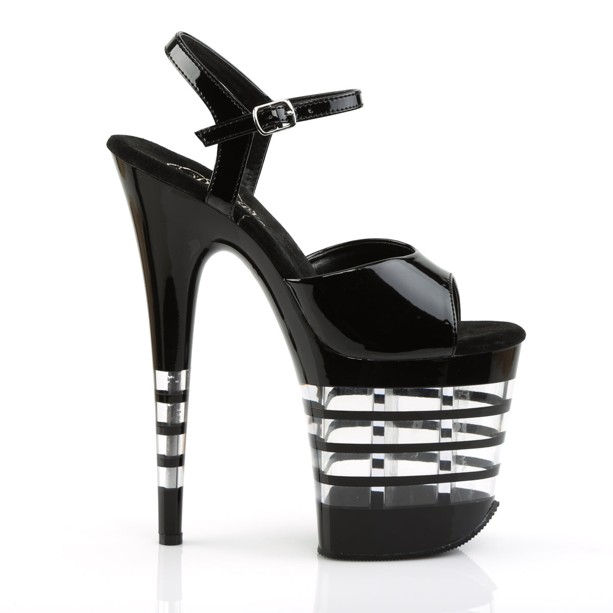 FLAMINGO-809LN 8" Heel Black Patent Pole Dancing Platforms-Pleaser- Sexy Shoes Fetish Heels