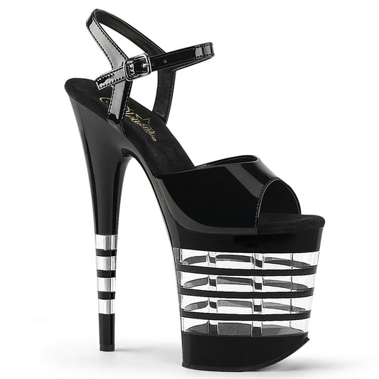 FLAMINGO-809LN 8" Heel Black Patent Pole Dancing Platforms-Pleaser- Sexy Shoes
