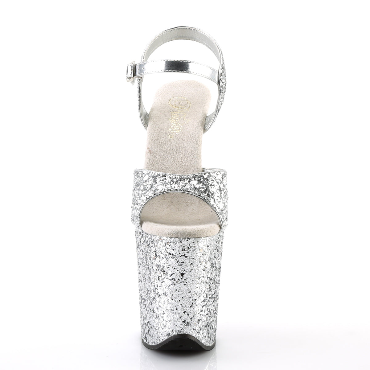 FLAMINGO-810LG 8" Heel Silver Glitter Pole Dancing Platforms-Pleaser- Sexy Shoes Alternative Footwear