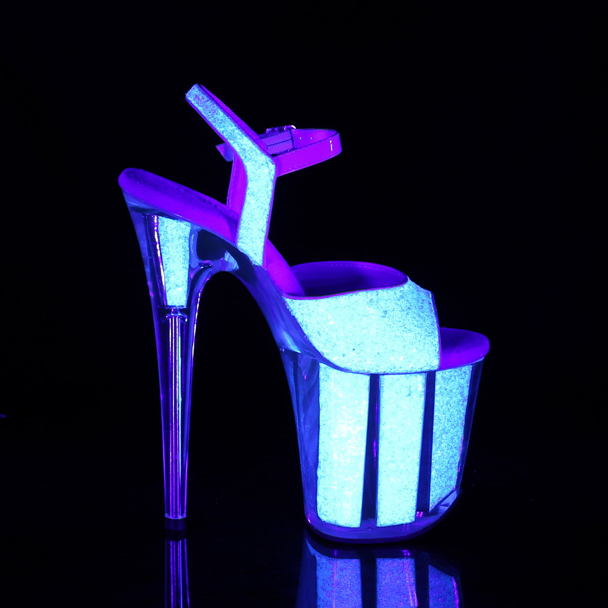 FLAMINGO-810UVG 8" Neon Opal Glitter Pole Dancer -Pleaser- Sexy Shoes Fetish Heels
