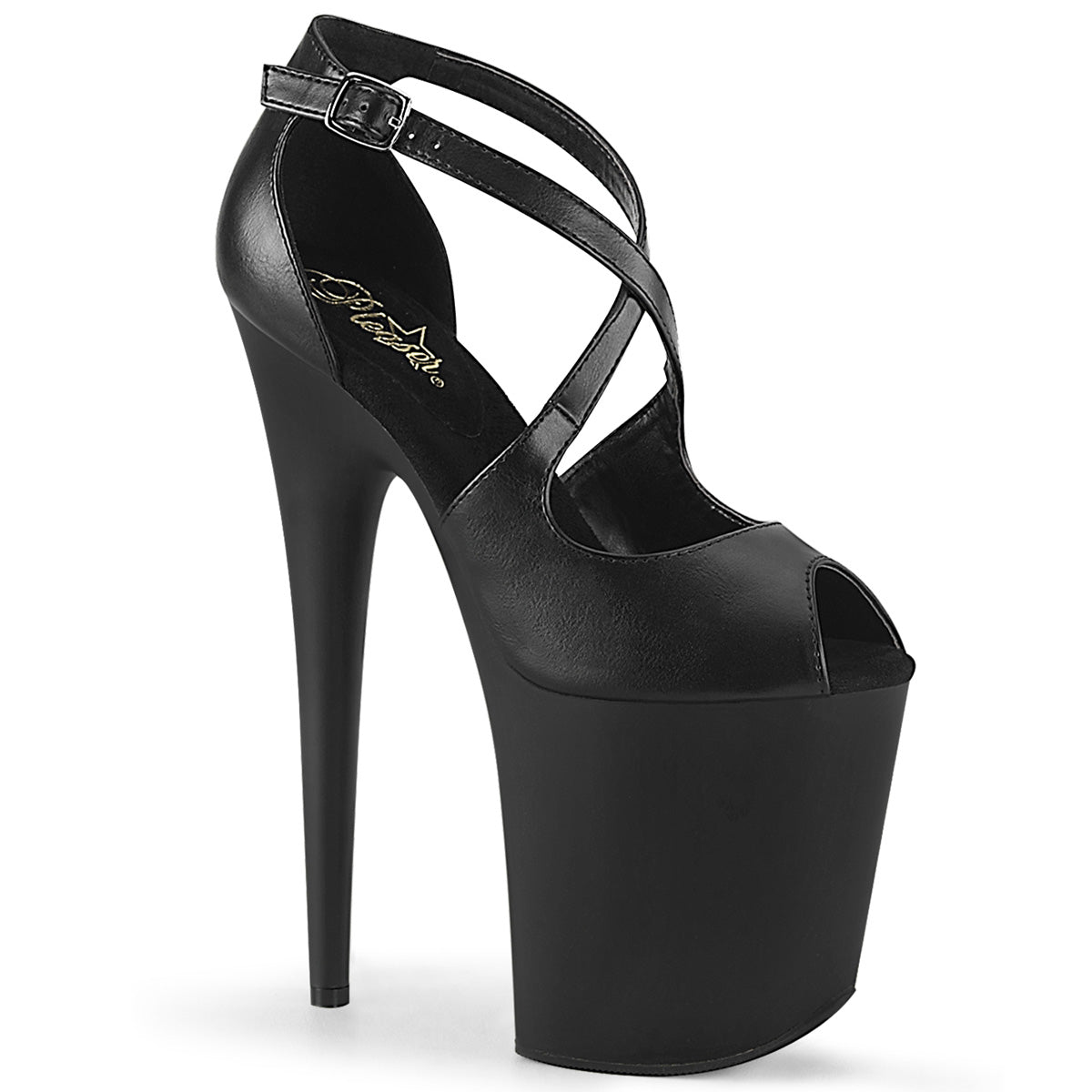 FLAMINGO-821 Pleaser 8 Inch Heel Black Pole Dancer Platform Shoes
