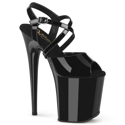 FLAMINGO-824 Pleaser Fetish Black Strappy 8 Inch High Heels