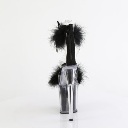 FLAMINGO-824F Pleaser Sexy Black Marabou Fur Stripper High Heels