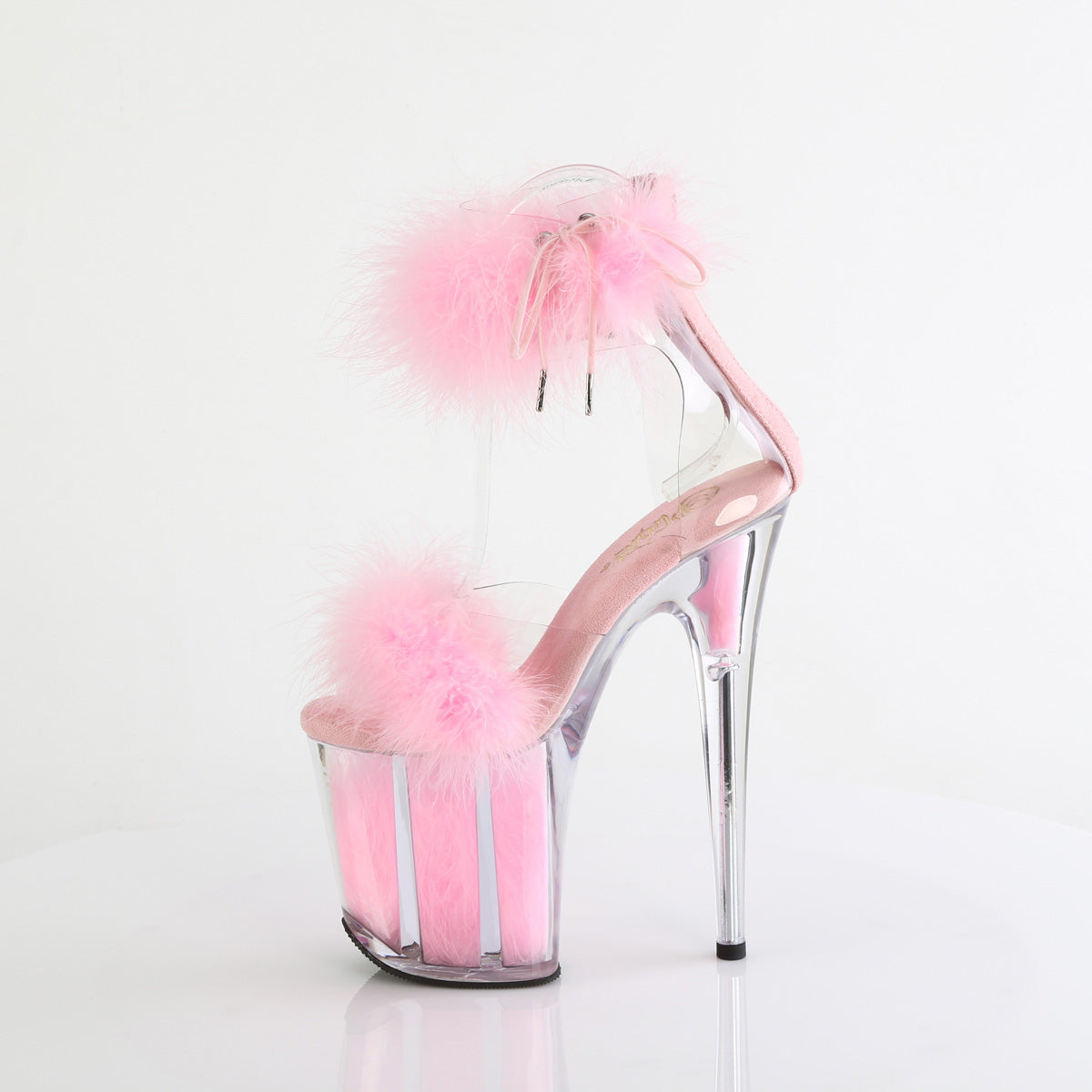 FLAMINGO-824F Pleaser Sexy 8 Inch Baby Pink Marabou Fur Heels