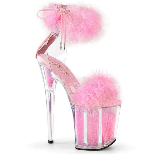 FLAMINGO-824F Pleaser Sexy 8 Inch Baby Pink Marabou Fur Heels