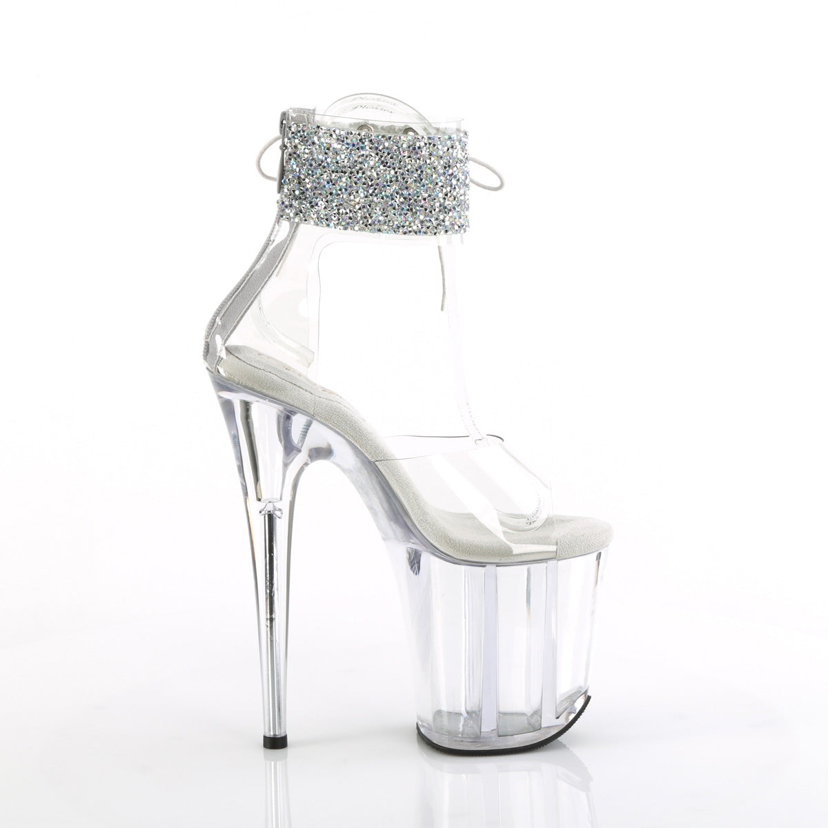 FLAMINGO-824RS-02 Pleaser Sexy Clear Perspex Bling Cuff Stripper Shoes