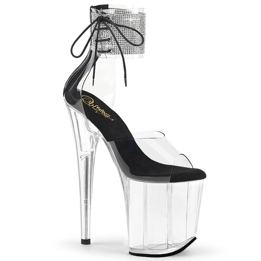 FLAMINGO-824RS Pleaser Sexy Clear Platform Stripper Bling Ankle Cuff Shoes