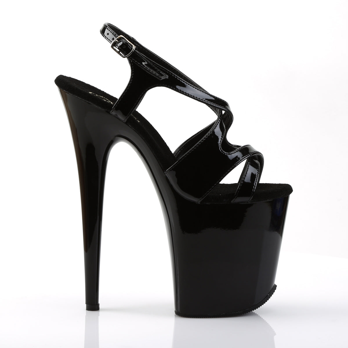 FLAMINGO-831 8 Inch Heel Black Patent Pole Dancing Platforms-Pleaser- Sexy Shoes Fetish Heels