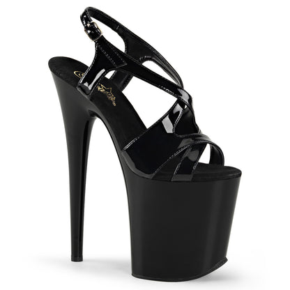 FLAMINGO-831 8 Inch Heel Black Patent  Stripper Platforms High Heels