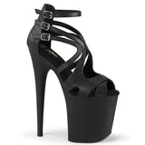 FLAMINGO-877 Pleaser Fetish Strappy Detail 8 Inch Black Stripper Shoes