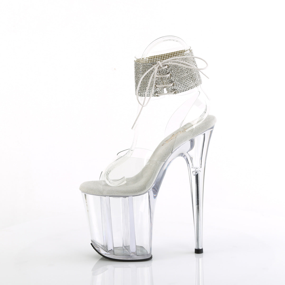 FLAMINGO-891-2RS Pleaser Sexy 8 Inch Clear High Heel Bling Cuff Stripper Shoes