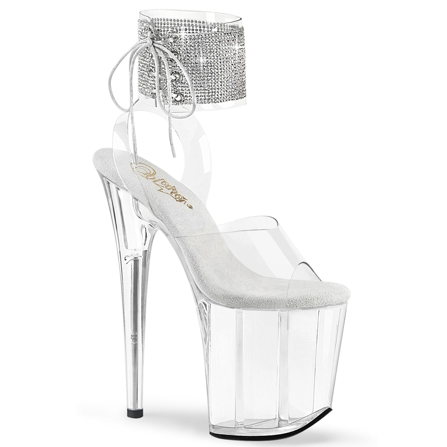 FLAMINGO-891-2RS Pleaser Sexy 8 Inch Clear High Heel Bling Cuff Stripper Shoes