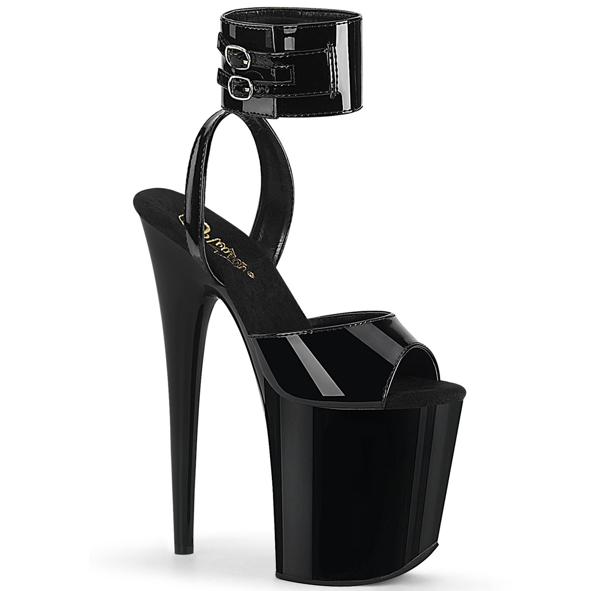 FLAMINGO-891 8 Inch Heel Black Patent Pole Dancing Platforms-Pleaser- Sexy Shoes
