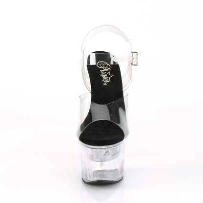 FLASHDANCE-708 7 Inch Heel Clear Black Pole Dancer Platforms-Pleaser- Sexy Shoes Alternative Footwear