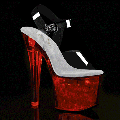 FlashDance-708Ch 7 "Heel Clear Silver Hologram Sexy Pantofi